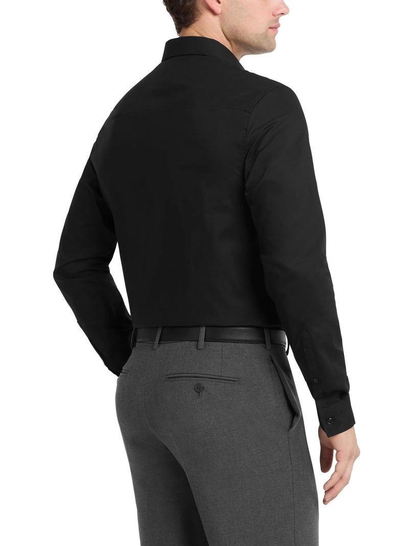 Kenneth Cole Unlisted by Kenneth Cole mens Slim Fit Solid Dress Shirt, Black, 18 -18.5 Neck 34 -35 Sleeve US - Image 2